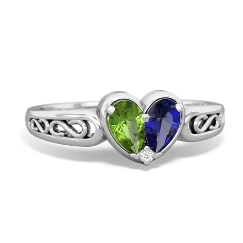 peridot-lab sapphire filligree ring