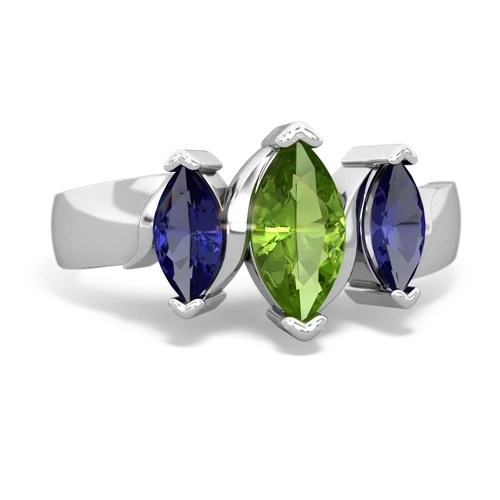 Peridot Genuine Peridot with Lab Created Sapphire and Genuine Opal Three Peeks ring Ring