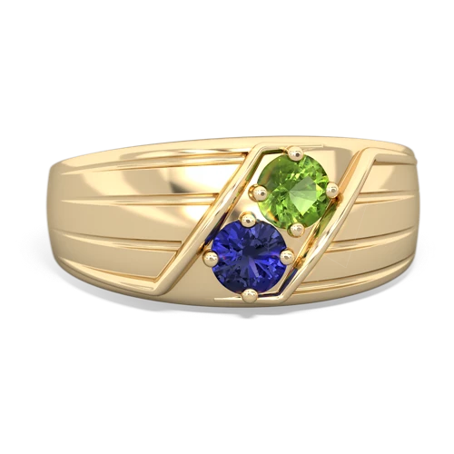 peridot-lab sapphire mens ring