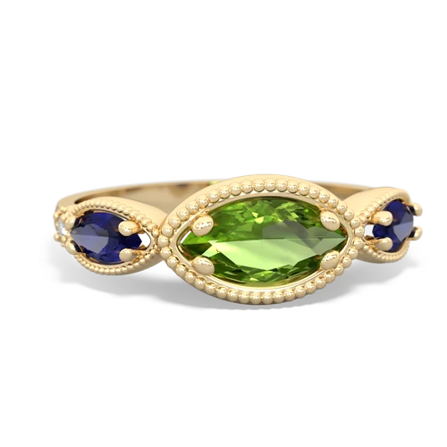 peridot-lab sapphire milgrain marquise ring