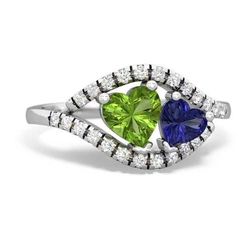 peridot-lab sapphire mother child ring