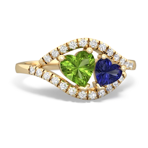 peridot-lab sapphire mother child ring