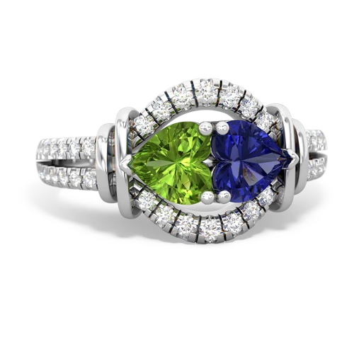 peridot-lab sapphire pave keepsake ring