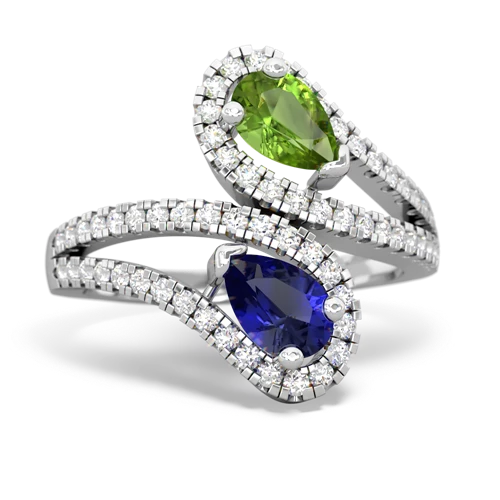 peridot-lab sapphire pave swirls ring