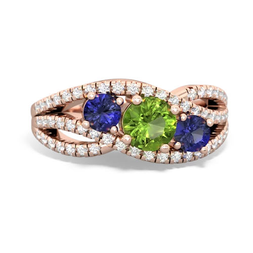 peridot-lab sapphire three stone pave ring