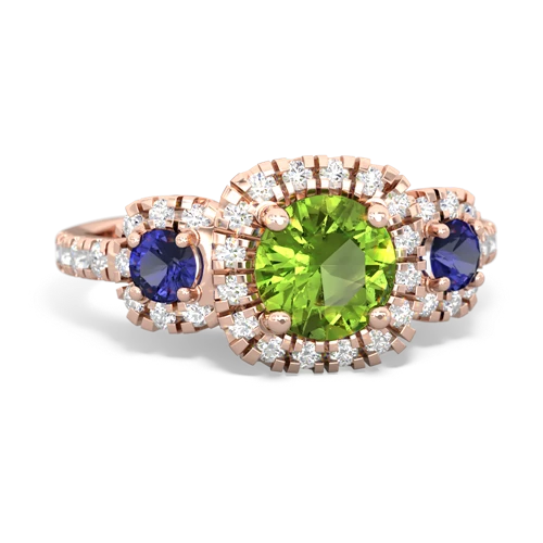 peridot-lab sapphire three stone regal ring