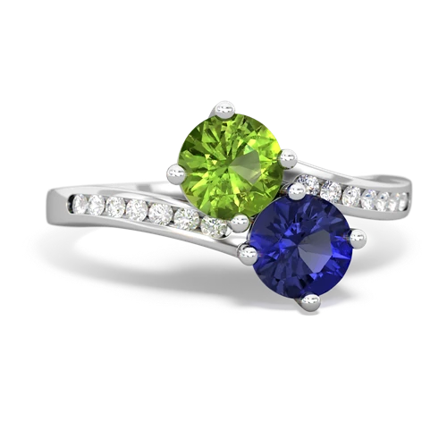 peridot-lab sapphire two stone channel ring