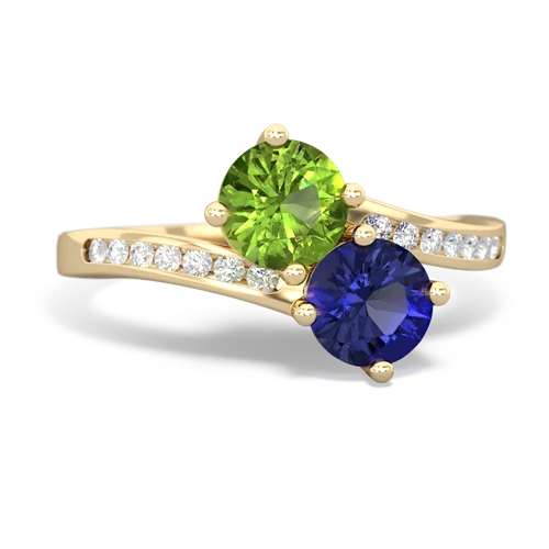 peridot-lab sapphire two stone channel ring