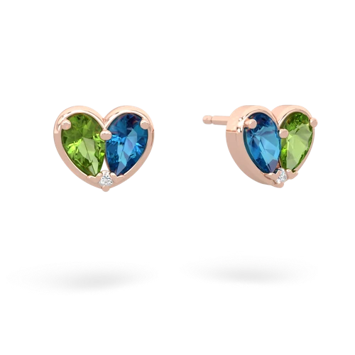 peridot-london topaz one heart earrings