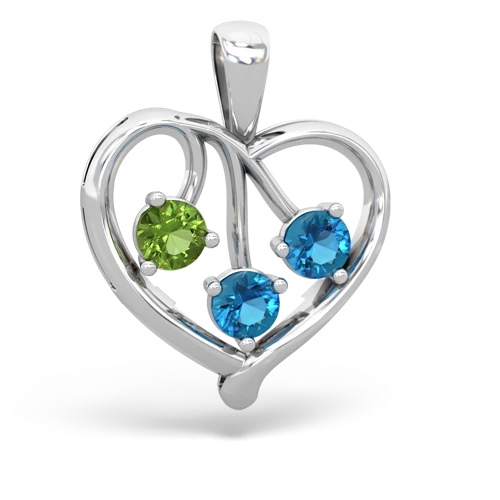 Peridot Genuine Peridot with Genuine London Blue Topaz and Genuine Amethyst Glowing Heart pendant Pendant