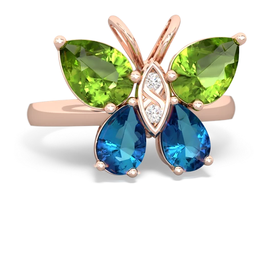 peridot-london topaz butterfly ring