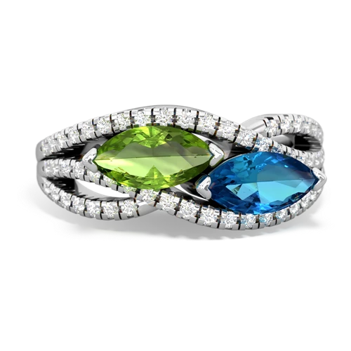 peridot-london topaz double heart ring