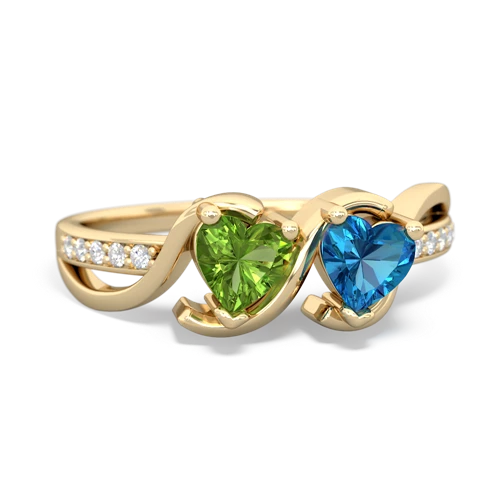 peridot-london topaz double heart ring