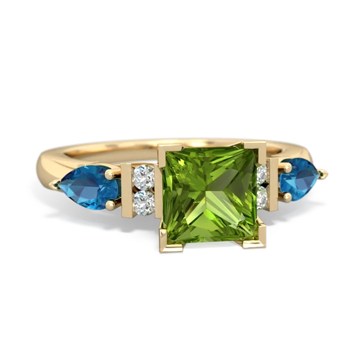 Peridot Genuine Peridot with Genuine London Blue Topaz and Genuine Amethyst Engagement ring Ring