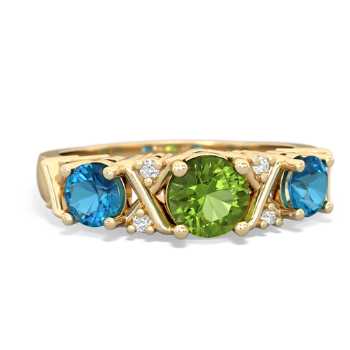 Peridot Genuine Peridot with Genuine London Blue Topaz and Genuine Amethyst Hugs and Kisses ring Ring