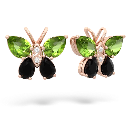 peridot-onyx butterfly earrings