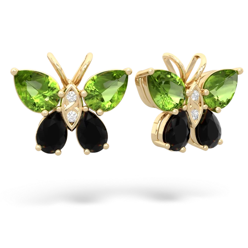 peridot-onyx butterfly earrings