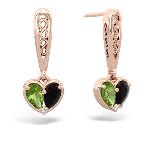 peridot-onyx filligree earrings
