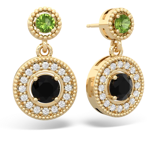 Peridot Genuine Peridot with Genuine Black Onyx Halo Dangle earrings Earrings