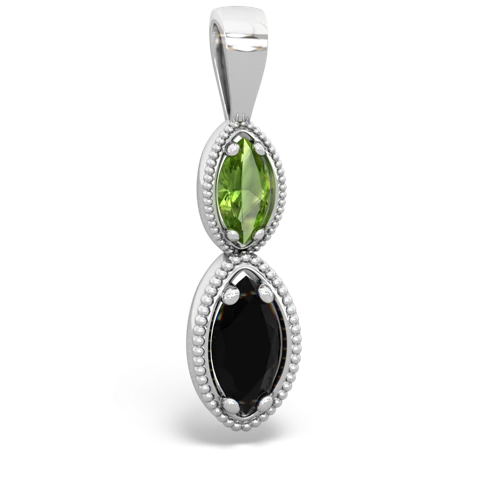 peridot-onyx antique milgrain pendant