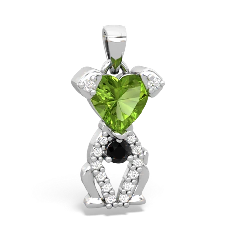 peridot-onyx birthstone puppy pendant