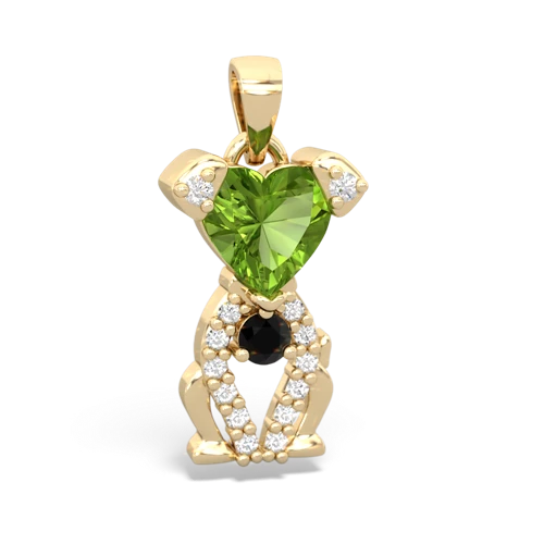 peridot-onyx birthstone puppy pendant