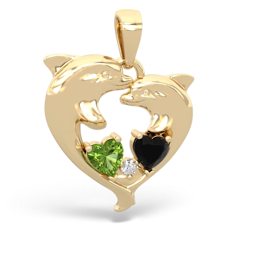 peridot-onyx dolphins pendant