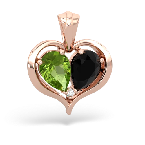 peridot-onyx half heart whole pendant