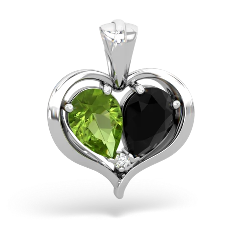 peridot-onyx half heart whole pendant