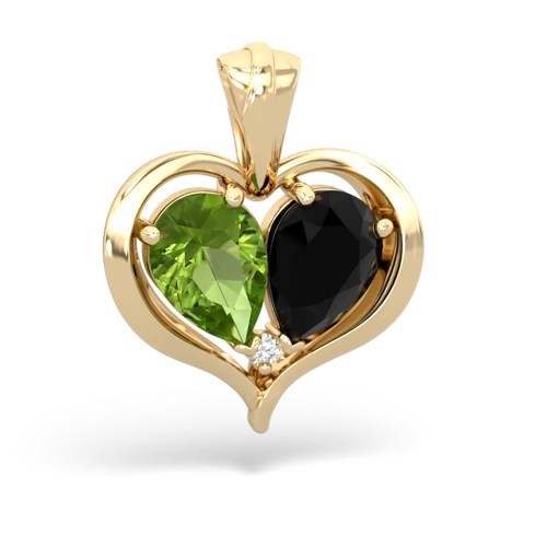 peridot-onyx half heart whole pendant