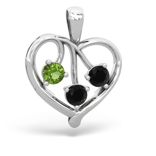 peridot-onyx love heart pendant