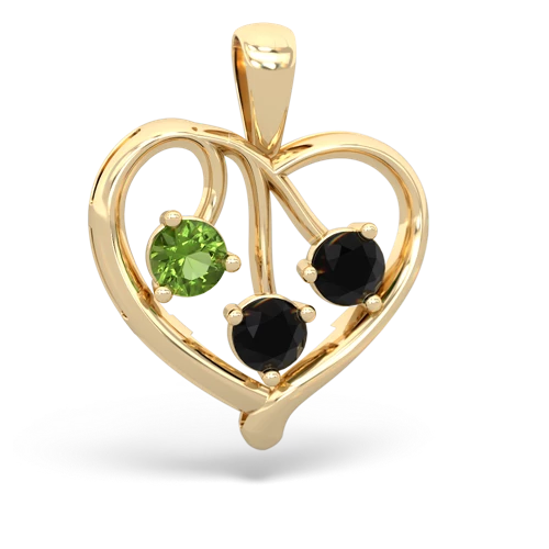 peridot-onyx love heart pendant