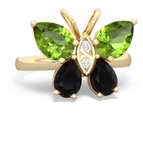 peridot-onyx butterfly ring