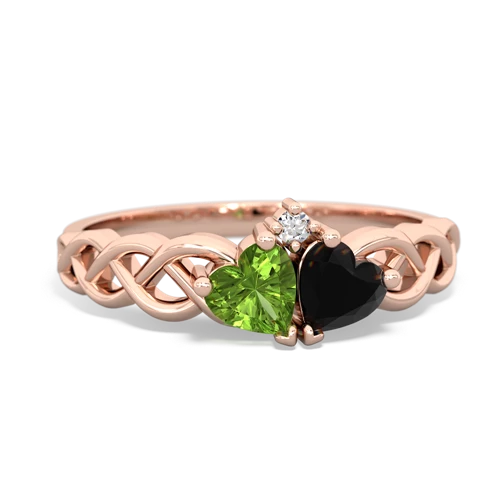 peridot-onyx celtic braid ring