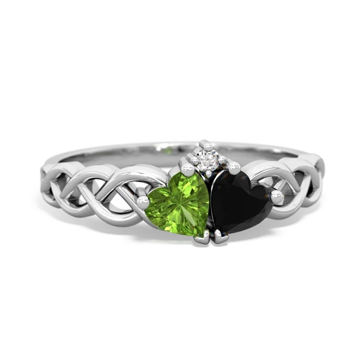 peridot-onyx celtic braid ring