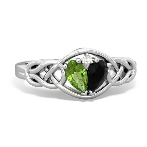 peridot-onyx celtic knot ring