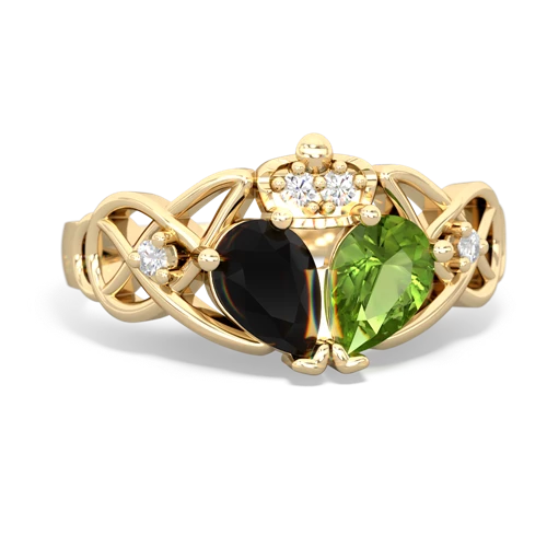 peridot-onyx claddagh ring