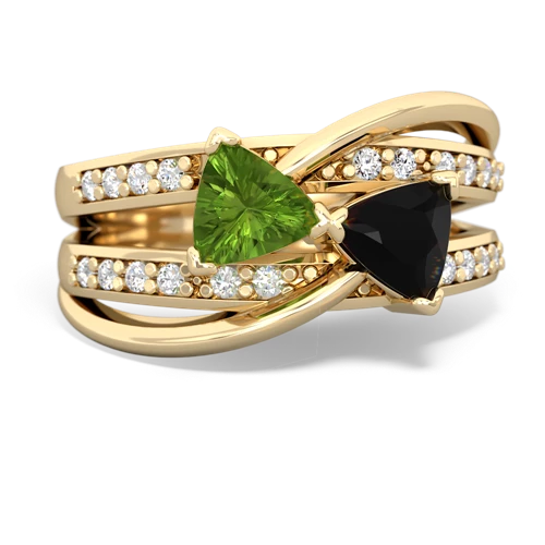 Peridot Genuine Peridot with Genuine Black Onyx Bowtie ring Ring