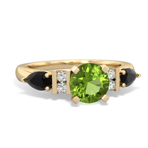 Peridot Genuine Peridot with Genuine Black Onyx and Lab Created Emerald Engagement ring Ring