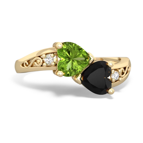 Peridot Genuine Peridot with Genuine Black Onyx Snuggling Hearts ring Ring