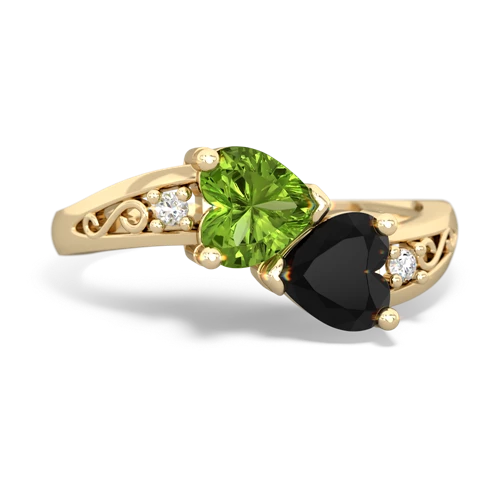 peridot-onyx filligree ring