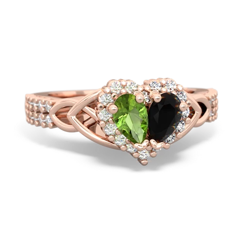 Peridot Genuine Peridot with Genuine Black Onyx Celtic Knot Engagement ring Ring