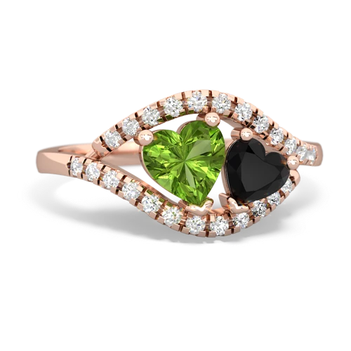 peridot-onyx mother child ring