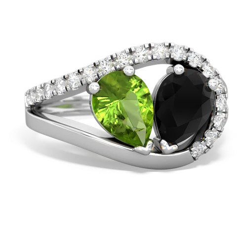 Peridot Genuine Peridot with Genuine Black Onyx Nestled Heart Keepsake ring Ring