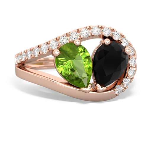 peridot-onyx pave heart ring