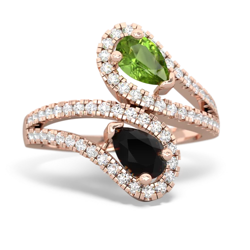 peridot-onyx pave swirls ring