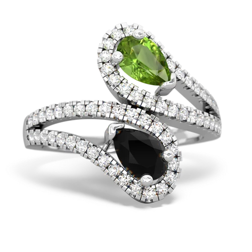 peridot-onyx pave swirls ring