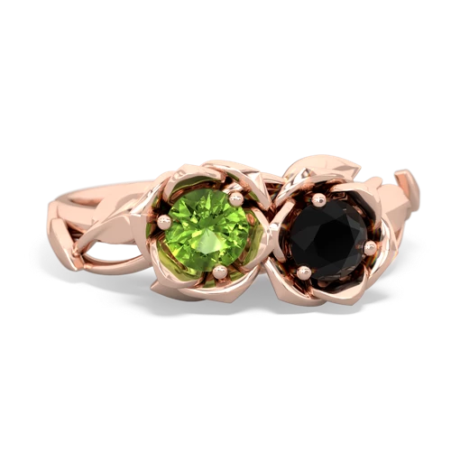 Peridot Genuine Peridot with Genuine Black Onyx Rose Garden ring Ring