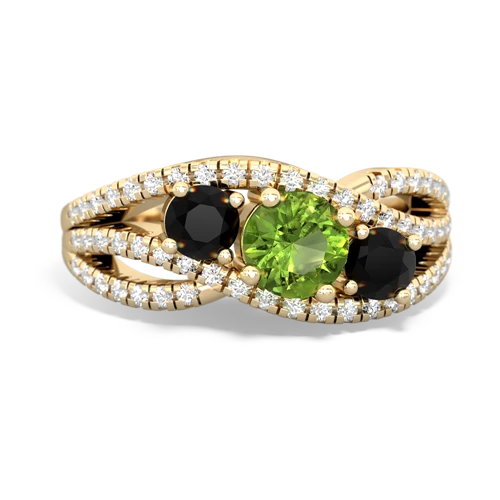 peridot-onyx three stone pave ring