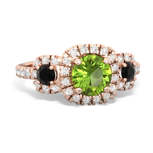 Peridot Genuine Peridot with Genuine Black Onyx and Lab Created Emerald Regal Halo ring Ring